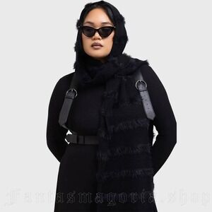 Killstar striped night hooded scarf‎ black one size